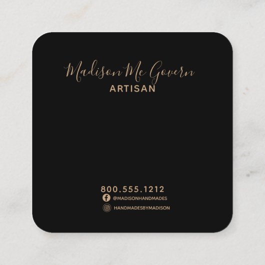 シンプルフローラ素朴クラフト手作り名刺 スクエア名刺 (裏面)