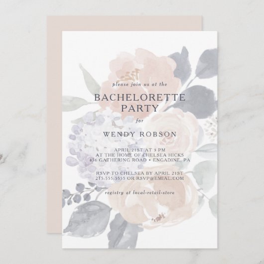 シンプルフローラ素朴バチェロレッテ招待状 招待状 (正面/裏面)