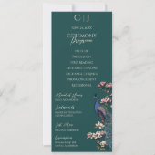 シンプルフローラ素朴ピーコック結婚式 プログラムカード (正面)