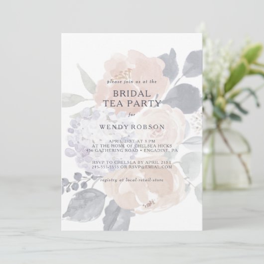 シンプルフローラ素朴ブライダルティーパーティの招待状 招待状 (スタンド正面)