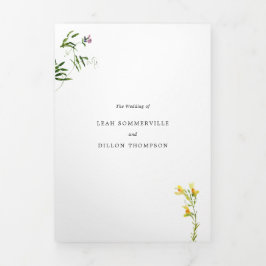 シンプルフローラ素朴ワイルドフラワーエレガントな結婚式 三つ折り招待状