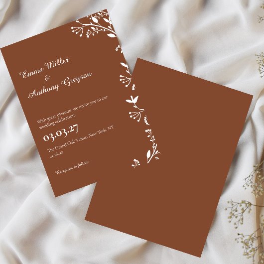 シンプルフローラ素朴結婚式招待状 招待状