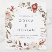 シンプルフローラ結婚の ワインラベル (シングルラベル)