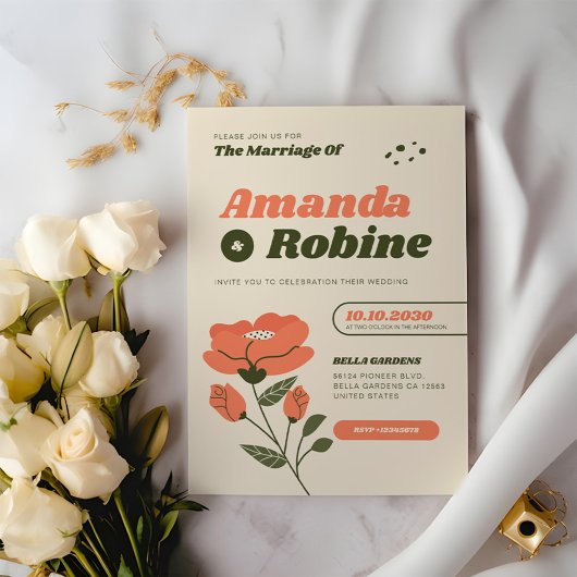 シンプルフローラ結婚の 招待状