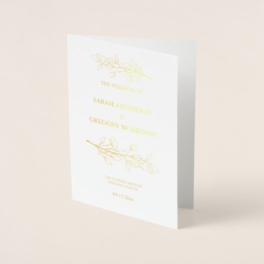 シンプルフローラ結婚フォイルカード 箔カード (正面)