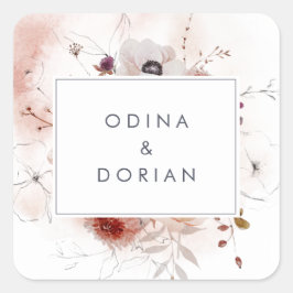 シンプルフローラ結婚封筒用シール スクエアシール