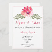 シンプルフローラ結婚式招待状 招待状 (正面/裏面)