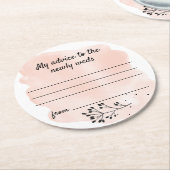 シンプルフローラ結婚赤面アドバイス ラウンドペーパーコースター (アングル)