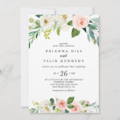 シンプルフローラ緑カジュアル結婚株 招待状 (正面)