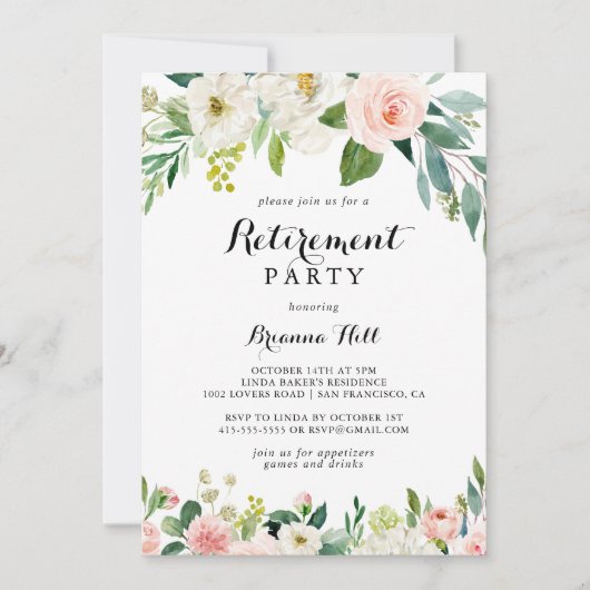 シンプルフローラ緑書除パーティー 招待状 (正面)