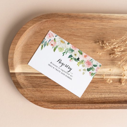 シンプルフローラ緑葉の結婚ギフト登録 エンクロージャーカード