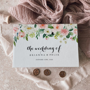 シンプルフローラ緑葉書道結婚の ゲストブック