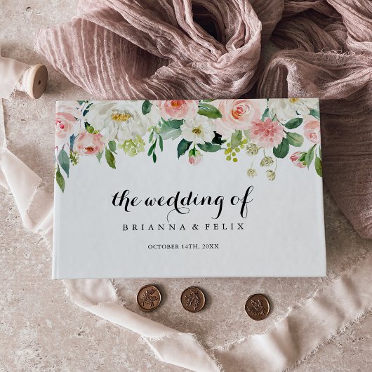 シンプルフローラ緑葉書道結婚の ゲストブック