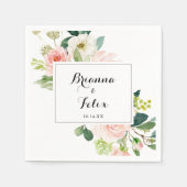 シンプルフローラ緑葉書道結婚の スタンダードカクテルナプキン (正面)