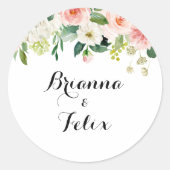シンプルフローラ緑葉結婚封筒用シール ラウンドシール (正面)