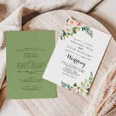シンプルフローラ緑葉表裏結婚部 招待状