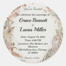 シンプルフローラ色彩の鮮やか軟結婚式招待状 ラウンドシール