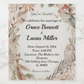 シンプルフローラ色彩の鮮やか軟結婚式招待状 ワインラベル (シングルラベル)