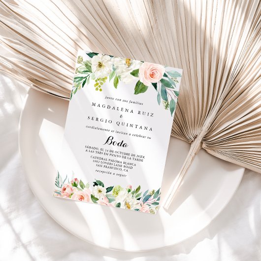 シンプルフローラ葉書道スペインの結婚の 招待状