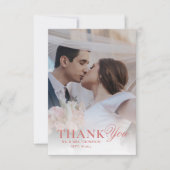 シンプルフローラ赤面ピ結婚ンク サンキューカード (正面)