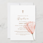 シンプルフローラ金ゴールドクロスバプテスマ 招待状 (正面)