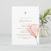 シンプルフローラ金ゴールドクロスバプテスマ 招待状 (スタンド正面)