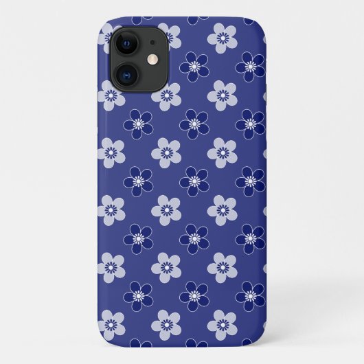 シンプルフローラ青無地の模様レトロ小花 Case-Mate iPhoneケース (裏面)