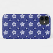 シンプルフローラ青無地の模様レトロ小花 Case-Mate iPhoneケース (裏面(横))