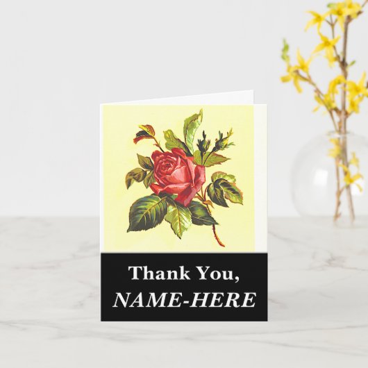 シンプルフローラ、ヴィンテージスタイル「ありがとう」 カード (黄色い花)