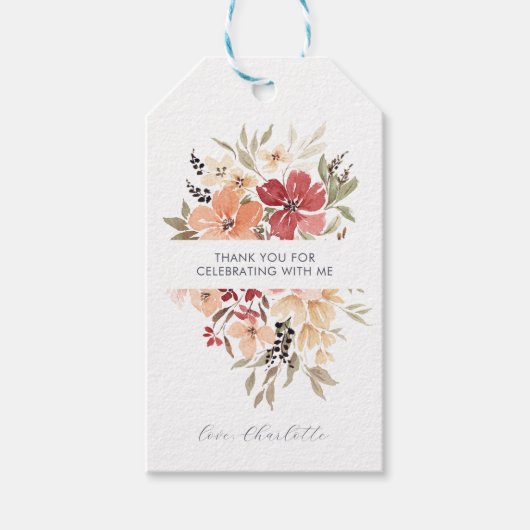 シンプルフローラ |誕生日ありがとう ギフトタグ (正面)