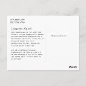 シンプルフローリッシュシルバー型写真卒業 ポストカード (裏面)