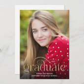 シンプルフローリッシュ金ゴールドタイプ1フォトグラッドパーティー 招待状 (正面/裏面)