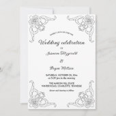 シンプルフ縁どロヴィンテージ結婚式 招待状 (正面)