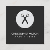 シンプルブエレガントラクグレー美容師 スクエア名刺 (正面)