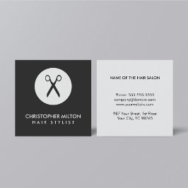 シンプルブエレガントラクグレー美容師 スクエア名刺