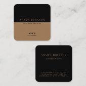 シンプルブエレガントラク・ブラウン・ミニマリスト スクエア名刺 (正面/裏面)
