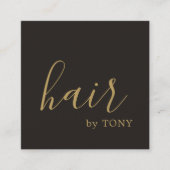 シンプルブエレガントラックゴールデン美容師 スクエア名刺 (正面)