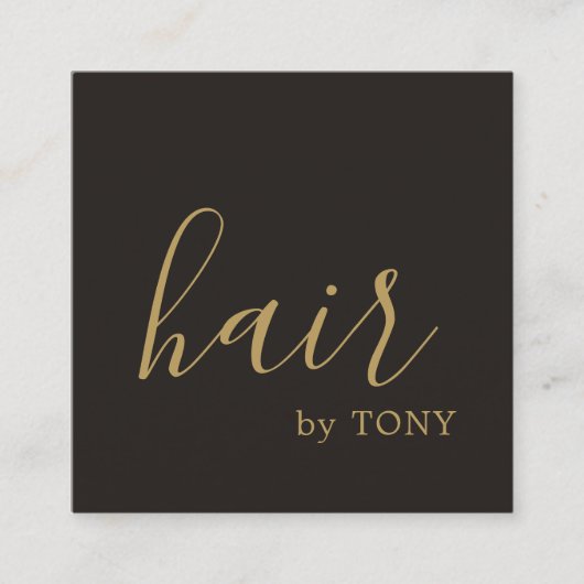 シンプルブエレガントラックゴールデン美容師 スクエア名刺 (正面)