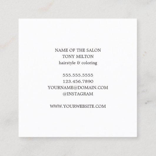 シンプルブエレガントラックゴールデン美容師 スクエア名刺 (裏面)