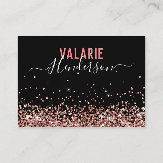 シンプルブエレガントラックピンクスクリプトグリッター 名刺 (正面)