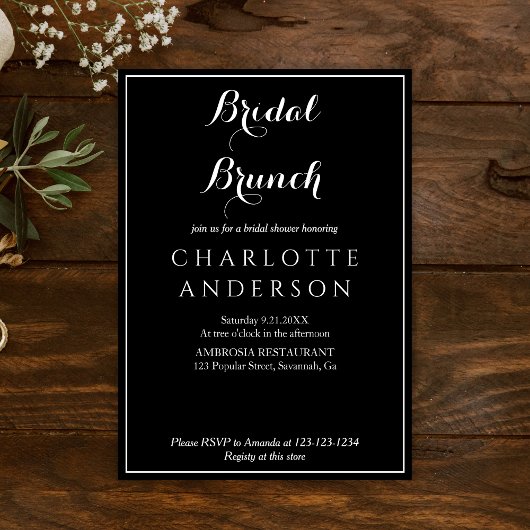 シンプルブエレガントラックブライダルシャワーブライダルブランチ 招待状