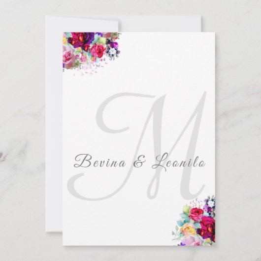 シンプルブエレガントルグンディフローラ | モダン結婚 招待状 (裏面)