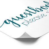 シンプルブック |ティール（緑がかった色）アクア任意のイベント標識 ポスター (角)