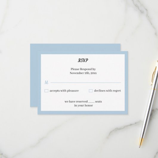 シンプルブパーソナライズされた結婚ル 出欠カード (正面/裏面インサイチュ)