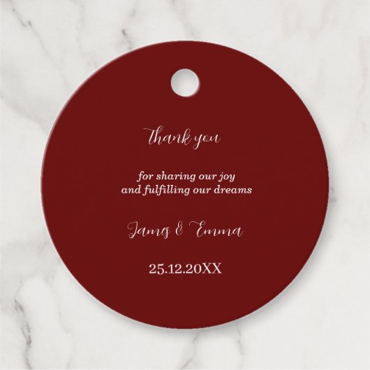 シンプルブパーソナライズされた結婚ン フェイバータグ (正面)