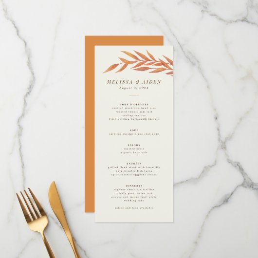 シンプルブフォーマルランチ結婚ワーディング メニュー (正面/裏面インサイチュ)