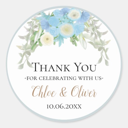 シンプルブフローラ結婚のクラシック丸ステッカー ラウンドシール (正面)