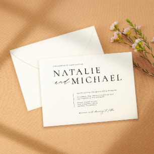 シンプルブミニマルロ&ホワイトモダンスクエア結婚ズ 招待状