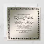 シンプルブモダンラック&シルバー結婚式招待状 招待状 (正面)