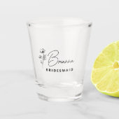 シンプルブモダンリパーソナライズされたデズメイドフローラ ショットグラス (正面)